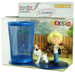 Tisso-Toys, przybornik biurkowy, Reksio i Chłopiec, niebieski