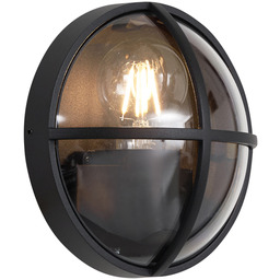 QAZQA Zewnętrzna lampa ścienna czarna okrągła IP65 -