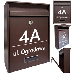 Skrzynka Na Listy Z Numerem Domu Pocztowa Brąz