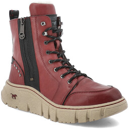 Mustang Czerwone Botki Ocieplane Obuwie Damskie