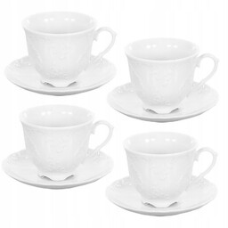 0001 Serwis Kawowy 4/8 Biała Maria Rococo Porcelana