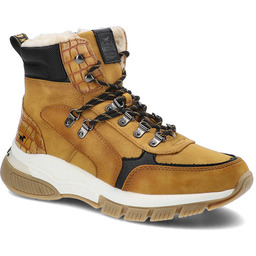 Mustang Żółte Botki Damskie Ocieplane Obuwie