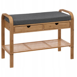 Szafka Na Buty Z Siedziskiem Bambusowa 74X34X55 CM