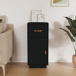 vidaXL Szafka, czarna, 34x40x75 cm, lite drewno sosnowe