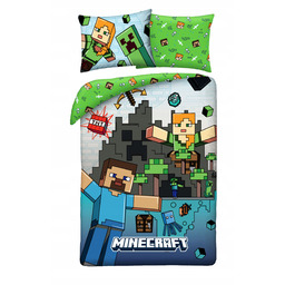 Komplet Pościeli Minecraft 140x200 cm Młodzieżowa Alex Steve