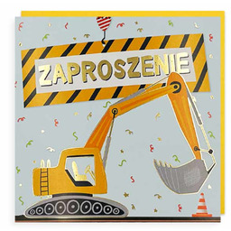 Zaproszenia urodzinowe Koparka - 5 szt.