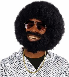 Black Afro Wig and Beard Set (peruka)