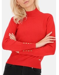 Czerwony gładki sweter z półgolfem L&amp;apos;AF Beri