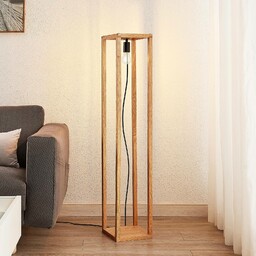 Lampa stojąca Sedrik Lucande, ciemne drewno, salon /