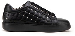 Damskie sneakersy skórzane z pikowaną cholewką czarne