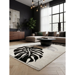 Eurofirany Dywan 60x100 Aura 1 liście monstera kremowy