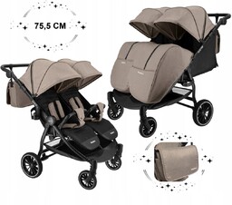 Wózek spacerowy dla bliźniaków KacBru GOLDIE TWINS Beżowy