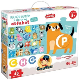 Duże Puzzle z Dziurką Alfabet 48 elementów Puzzle