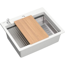 Quadron Zlewozmywak granitowy KURT 110 WORKSTATION Biały