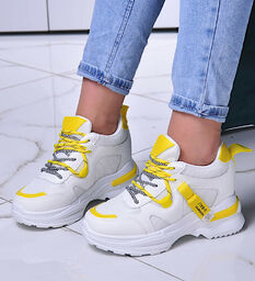 Damskie sneakersy na ukrytym koturnie Yellow żółte