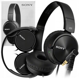 SŁUCHAWKI NAUSZNE SONY PRZEWODOWE CZARNE SKŁADANE WYGODNE LEKKIE
