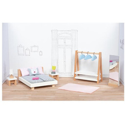 Drewniane meble dla lalek Sypialnia Miś Goki 51468