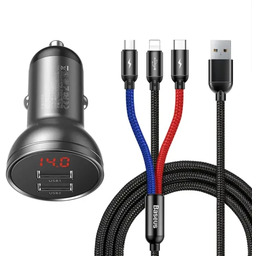 Baseus Ładowarka samochodowa Baseus z wyświetlaczem 24W +