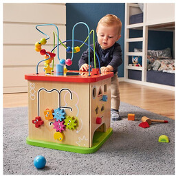 Drewniana kostka edukacyjna z pętlą motoryczną Aktywny Maluch