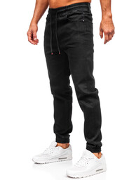 Czarne spodnie jeansowe joggery męskie Denley 8160