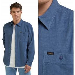 Lee Leesure Shirt Deep Waters Sztruksowa Niebieska Bawełniana