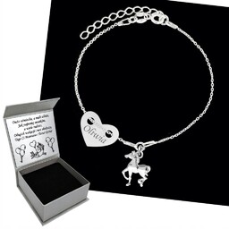 Bransoletka dla Dziecka Koń Konik Imię GRAWER 925