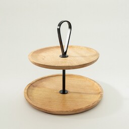 Patera drewniana dwupoziomowa Kabir 34x35 cm, 34x34x35 cm