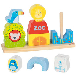 Drewniana układanka na palikach ze zwierzętami Zoo Goki