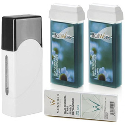 Depilacja zestaw 2x wosk ItalWax AZULEN podgrzewacz paski