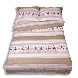 Matex Pościel flanelowa 160x200 F-88 beżowa biała świąteczna