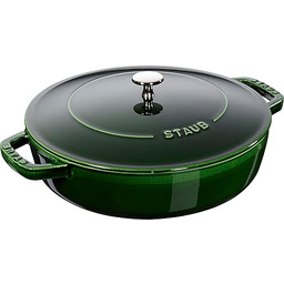 Staub Bräter mit Chistera, induktionsgeeignet, Gusseisen, Basilikumgrün, 28