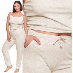 Piżama Damska Dwuczęściowa Długie Spodnie Prążkowa Dzianina Moraj