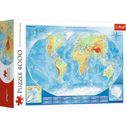 Trefl, puzzle, Wielka Mapa Fizyczna Świata, 4000 el.