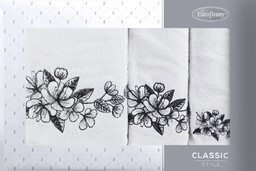 Komplet ręczników 3-częściowy z haftem w kwiaty KRZM3-01