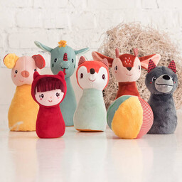 Zestaw miękkich kręgli z piłką - dzwoneczkiem Las