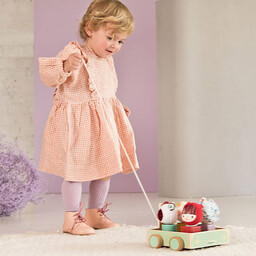 Drewniany wózek multifunkcyjny z sorterem do ciągnięcia Wilk