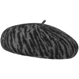 Beret Baskijski Wełniany Grey Zebra by Lipodo, czarny,