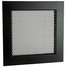 Kratka wentylacyjna metalowa czarna z siatką 14x14