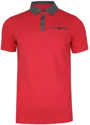 Różowo-Szara Elegancka Koszulka Polo -RANIR- 100% Bawełna, Męska,