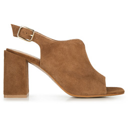 Damskie sandały zamszowe zabudowane brązowe