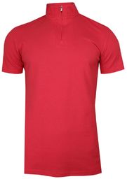 Różowa Koszulka Polo ze Stójką -CHIAO- 100% Bawełna,