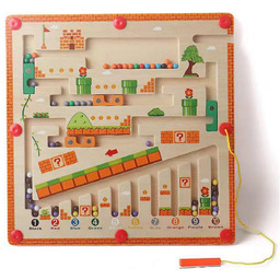 Drewniany Labirynt Mario Długopisem Magnetyczny Gra Montessori Zabawka