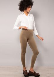 Legginsy damskie sportowe z wysokim stanem jasny brąz