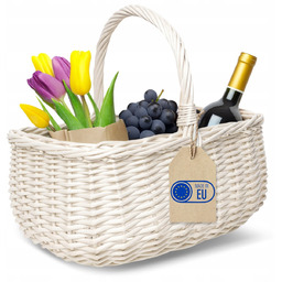 Kosz wiklinowy z rączką biały duży piknikowy koszyk