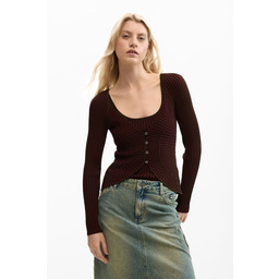Desigual Cienki sweter z guzikami
