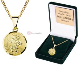 Święty Krzysztof - medalik łańcuszek pr. 925 złocone