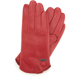 Damskie rękawiczki skórzane dziurkowane czerwone