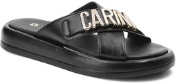 Czarne Klapki Carinii Modne Buty Damskie