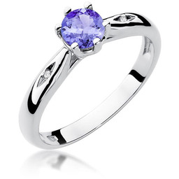 Złoty pierścionek Tanzanit 0,50ct białe złoto pr. 585