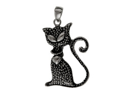 Oksydowany srebrny wisior wisiorek kote kotkek cat mruczek